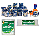 Duck® Brand BladeSafe Tape Gun & 36 Rolls Of 60' Bubble Wrap Packaging Bundle, Clear