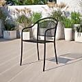 Flash Furniture Oia Indoor/Outdoor Steel Patio Armchair with Round Back, Black 1 thumbnail image