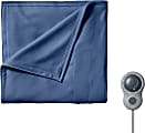 Sunbeam Twin Electric Heated Fleece Blanket, 62” x 84”, Blue