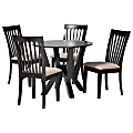 Baxton Studio Marian Fabric And Finished Wood 5-Piece Dining Set, 29-15/16”H x 35-7/16”W x 35-7/16”D, Sand/Dark Brown 1 thumbnail image