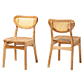 Baxton Studio Nenet Mid-Century Modern Wood and Rattan Dining Chairs, Oak Brown, Set Of 2 Chairs 1 thumbnail image