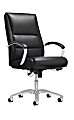 Realspace® Modern Comfort Morgan Bonded Leather High-Back Chair, Black/Chrome 1 thumbnail image