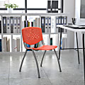 Flash Furniture HERCULES Series Stack Chair With Titanium Frame, Orange Seat/Gray Frame