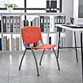 Flash Furniture HERCULES Series Stack Chair With Titanium Frame, Orange Seat/Gray Frame 1 thumbnail image