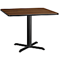 Flash Furniture Laminate Square Table Top With Table-Height Base, 31-1/8"H x 42"W x 42"D, Walnut/Black