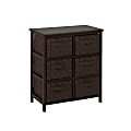 Honey-can-do TBL-03759 Woven Strap 6 Drawer Chest with Wooden Frame - 21.5" x 12" x 24" - 6 x Drawer(s) - Espresso Black - Wood, Natural Wood, Fabric 1 thumbnail image