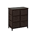 Honey-can-do TBL-03759 Woven Strap 6 Drawer Chest with Wooden Frame - 21.5" x 12" x 24" - 6 x Drawer(s) - Espresso Black - Wood, Natural Wood, Fabric