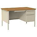 Lorell® Fortress Right Pedestal 48"W Writing Desk, Putty 1 thumbnail image