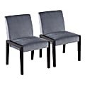 LumiSource Carmen Contemporary Dining Chairs, Black/Crushed Blue Velvet, Set Of 2 Chairs
