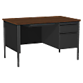 Lorell® Fortress Series 48"W Steel Pedestal Writing Desk, Right, Black/Walnut 1 thumbnail image