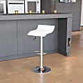 Flash Furniture Contemporary Vinyl Adjustable-Height Bar Stool With Solid Wave Seat, White/Chrome