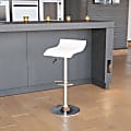 Flash Furniture Contemporary Vinyl Adjustable-Height Bar Stool With Solid Wave Seat, White/Chrome 1 thumbnail image