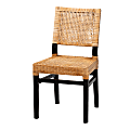 bali & pari Lesia Rattan And Mahogany Wood Dining Accent Chair, Natural Brown/Espresso Brown