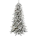 Nearly Natural Flocked Livingston Fir 90”H Artificial Christmas Tree With Pine Cones And Bendable Branches, 90”H x 37”W x 37”D, Green 1 thumbnail image