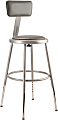 National Public Seating Adjustable Vinyl-Padded Task Stool, With Backrest, 32" - 41 1/2"H, Gray