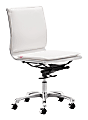 Zuo® Modern Lider Plus Armless Low-Back Office Chair, White/Chrome