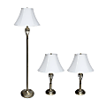 Lalia Home Roma Classic Metal Lamp Set, White/Antique Brass, Set Of 3 Lamps