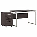 Bush® Business Furniture Hybrid 48"W x 30"D Computer Table Desk With 3-Drawer Mobile File Cabinet, Storm Gray, Standard Delivery 1 thumbnail image