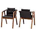 Baxton Studio Marcena Dining Chairs, Black/Walnut Brown, Set Of 2 Chairs