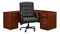 Bush Business Furniture Components Elite 72"W Bow Front L Shaped Desk with File Cabinets and Big and Tall Office Chair, Hansen Cherry, Standard Delivery