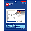 Avery® Glossy Permanent Labels With Sure Feed®, 94225-CGF25, Rectangle, 1" x 7", Clear, Pack Of 200