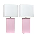 Elegant Designs Modern Leather Table Lamps, 21"H, White Shade/Blush Pink Base, Set Of 2 Lamps 1 thumbnail image
