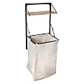 Honey Can Do Collapsible Wall-Mounted Clothes Hamper, 55” x 15”, Black/Maple