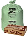 Pitt Plastics BioStar 1-mil Compostable Can Liners, 33 Gallons, 33" x 39", Green, 10 Bags Per Roll, Case Of 10 Rolls