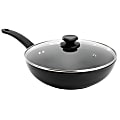 Oster Connelly Textured Aluminum Nonstick Wok With Lid, 12”, Black 1 thumbnail image