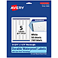 Avery® Waterproof Permanent Labels With Sure Feed®, 94262-WMF50, Rectangle, 9-3/4" x 1-1/4", White, Pack Of 250