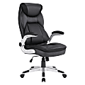 Office Star™ Ergonomic Leather High-Back Executive Office Chair, Black/Silver 1 thumbnail image