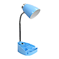 LimeLights Gooseneck Organizer Desk Lamp With Tablet Stand, Adjustable Height, Blue Shade/Blue Base