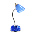 LimeLights Flossy Organizer Desk Lamp With Charging Base, Blue Shade/Blue Base