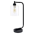 Simple Designs Bronson Antique Industrial Lantern Desk Lamp, 16-1/8"H, Clear Shade/Black Base 1 thumbnail image