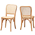 Baxton Studio Neah Dining Chairs, Beige/Natural Brown, Set Of 2 Chairs