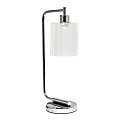 Simple Designs Bronson Antique Style Industrial Lantern Desk Lamp, 19" H, Clear Shade/Chrome Base 1 thumbnail image
