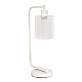 Simple Designs Bronson Antique Industrial Lantern Desk Lamp, 18-3/4"H, Clear Shade/White Base