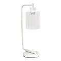 Simple Designs Bronson Antique Industrial Lantern Desk Lamp, 18-3/4"H, Clear Shade/White Base 1 thumbnail image