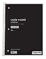 Just Basics® Spiral Notebook, 8" x 10 1/2", Wide Ruled, 70 Sheets, Black