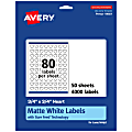 Avery® Permanent Labels With Sure Feed®, 94601-WMP50, Heart, 3/4" x 3/4", White, Pack Of 4,000