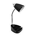 LimeLights Gooseneck Organizer Desk Lamp With Tablet Stand And USB Port, Adjustable Height, 18-1/2"H, Black