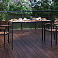 Flash Furniture Outdoor Dining Table Furniture With Umbrella Holder Hole, 29-1/2”H x 30”W x 48”D, Teak 1 thumbnail image