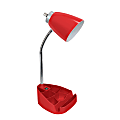 LimeLights Gooseneck Organizer Desk Lamp With Tablet Stand And USB Port, Adjustable Height, 18-1/2"H, Red Shade/Red Base