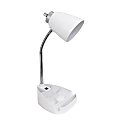 LimeLights Gooseneck Organizer Desk Lamp With Tablet Stand And USB Port, Adjustable Height, 18-1/2"H, White Shade/White Base 1 thumbnail image