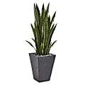 Nearly Natural Sansevieria 45" Artificial Plant With Planter, Green/Slate 1 thumbnail image