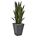 Nearly Natural Sansevieria 45" Artificial Plant With Planter, Green/Slate