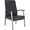Lorell High-Back Healthcare Guest Chair - Vinyl Seat - Vinyl Back - Powder Coated Silver Steel Frame - High Back - Four-legged Base - Black - Armrest - 1 Each