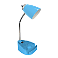 LimeLights Gooseneck Organizer Desk Lamp With Tablet Stand And Charging Outlet, Adjustable Height, Blue Shade/Blue Base 1 thumbnail image