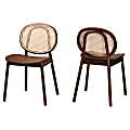 Baxton Studio Halen Dining Chairs, Beige/Walnut Brown, Set Of 2 Chairs