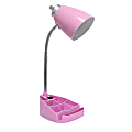 LimeLights Gooseneck Organizer Desk Lamp With Tablet Stand And Charging Outlet, Adjustable Height, Pink Shade/Pink Base 1 thumbnail image